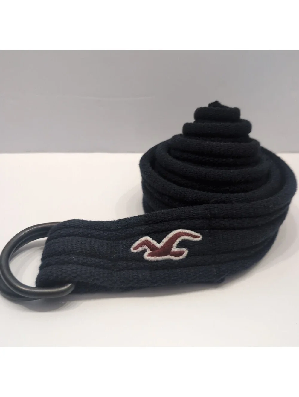 Y2K Hollister Cloth Belt Double D Ring Navy  Blue Red Bird L/XL 48